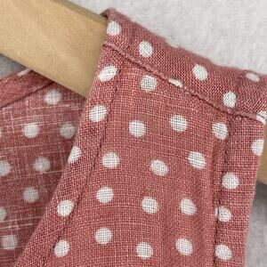 NICOLE MILLER Dress XL Linen Polka Dot Sundress Tank Shift Lounge Woven Pink